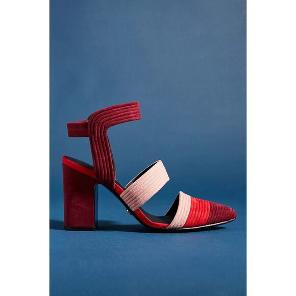 Anthropologie Cecelia New York Red Suede Colorblock Roxanne Heels Size 9 - Picture 1 of 9